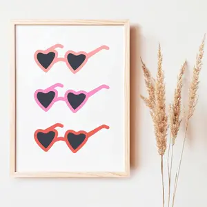 Heart Glasses Print, Valentines Day Print, Kids Valentines, Boho Valentines Day, Galentines Party Decor