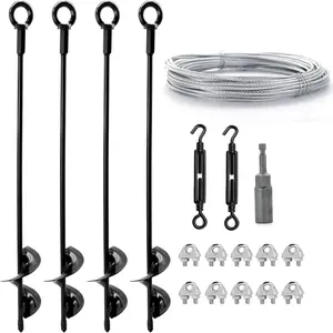 4 Pack 18" Ground Anchors Shed Anchor Kit with 1/8" Galvanized  & Turnbuckles, Heavy Duty Earth Anchors for Sheds Canopy Gazebo  Runs Carport Tent