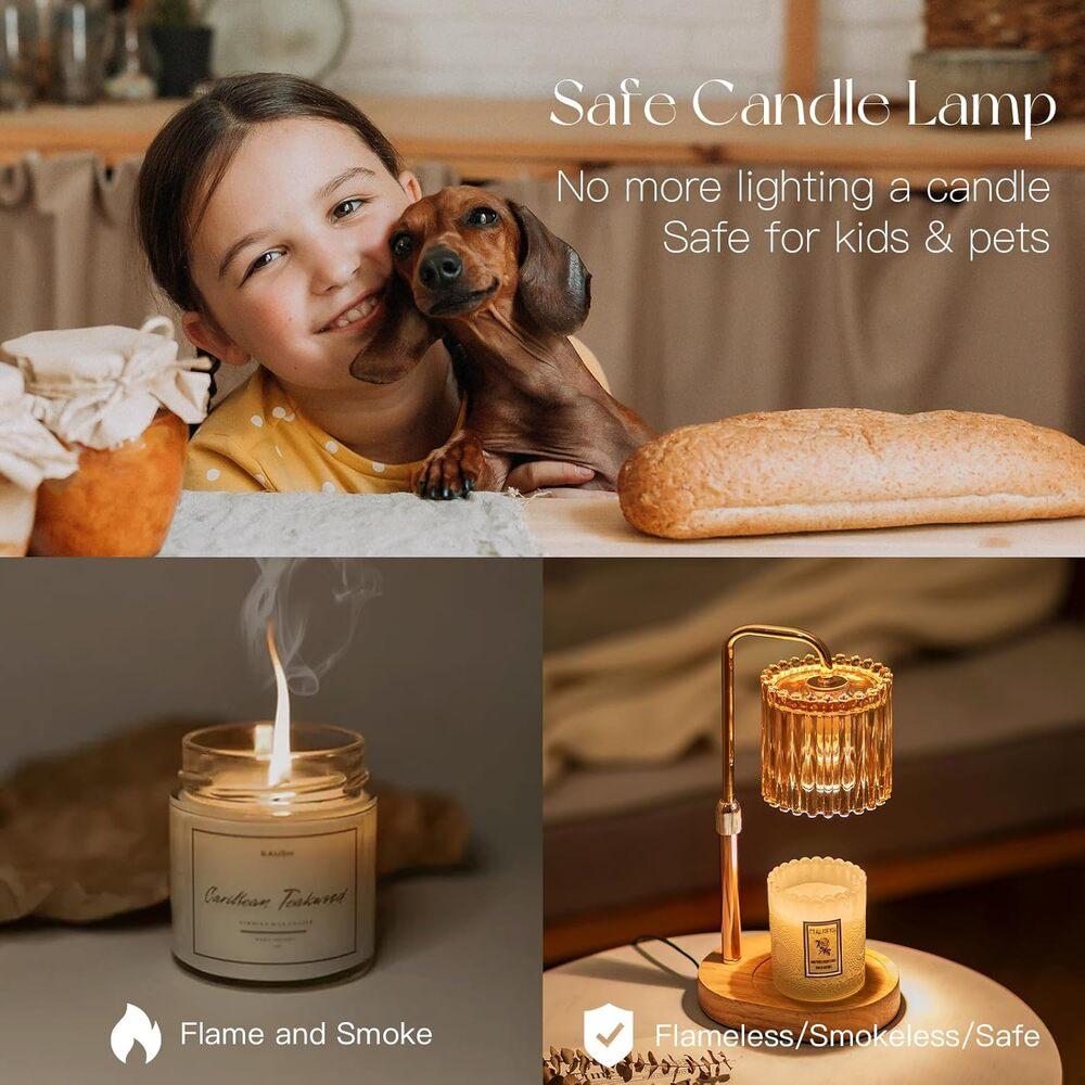 Elegant Flower Bellflower Scent Lamp - Adjustable Height Wax Melt Warmer with Timer, 2 Extra Bulbs, Indoor Bedroom Decor (Golf Space Accent)