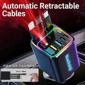Ultimate Power Station for Phone, Pad & Laptop,Car Charger: Starry LED,1-Click Galaxy Projector,Tangle-Free Retractable Cables & Super Fast Charge,PD20W,USB-A 65W,All 120W Max,Power Hub,