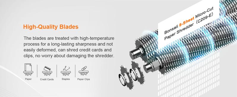 Bonsaii 8-Sheet Micro-Cut Paper Shredder, 5-Minute Runtime, 5.5-Gallon Capacity with Transparent Window, Shreds Credit Cards,Staples,and Clips C209-E