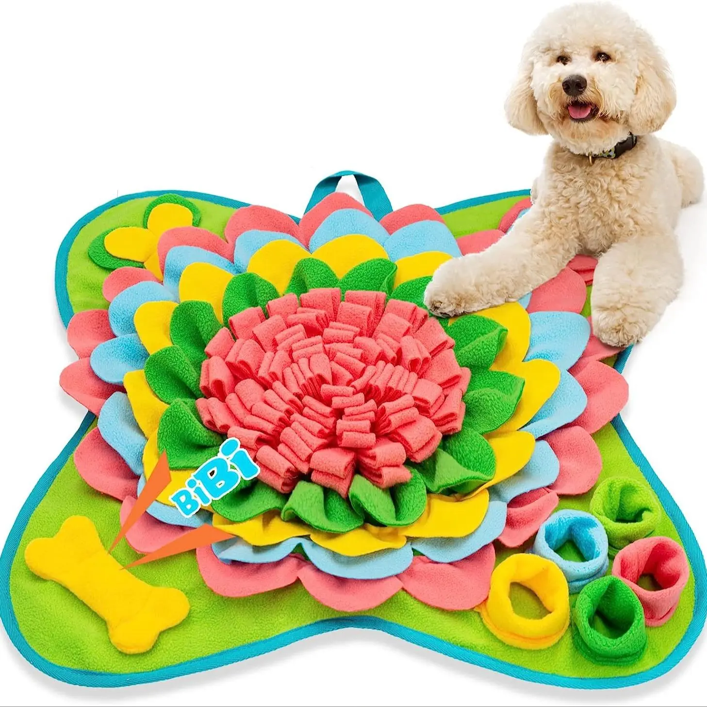 Flower Design Indestructible Pet Snuffle Mat, Pet Sniffing Pad, Pet Slow Feeding Mat, Interactive & Stress Relief Toy for Dogs, Dog & Cat Accessories, Valentine's Day Gift, Durability, Safety Ensured