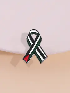 Palestinian Heritage Flag Ribbon Badge, Zinc Alloy Pin, Durable Metal Pins, Anthropology Education Peace Group Accessory, Cultural Symbol Lapel Pin