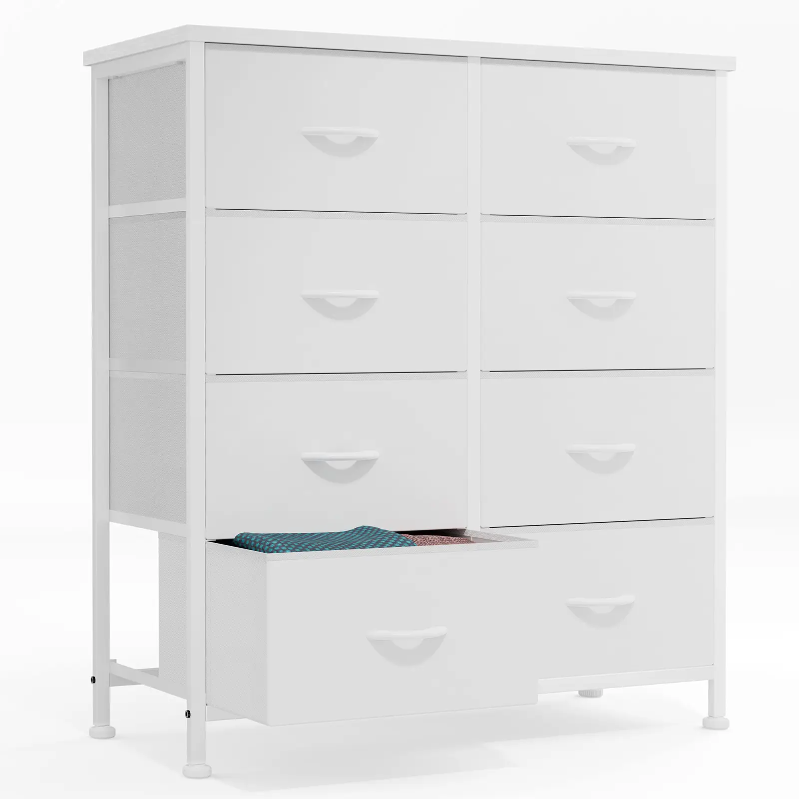 【Deal】8 Drawers Dresser Organizer Storage Drawers Fabric Storage Tower, Chest of Drawers with Fabric Bins, Steel Frame, Wooden Top