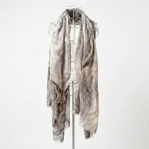 Vselectstudio #20 Gray Marble Pattern Scarf Shawl Wrap Elegant Lightweight Long Scarf for Women Abstract Print Fashion Scarf Stylish Wrap Shawl Soft Fall Winter Scarf for Evening Party Travel Daily Outfit