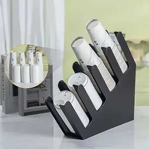 A Commercial Cup Holder with Black Tray - Heavy Duty Non-Food Contact Cup Holder, Space Saving Countertop Distribution System for Coffee Shops, Cafes, Offices - Durable Fashion Cup Holder (No Components)
