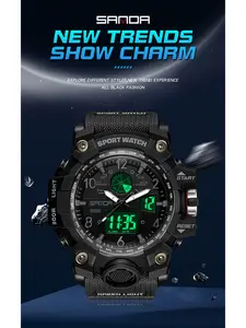 Men Digital Watch for Teens Trendy Korean Style Sports Casual Wristwatch Quartz Watch Unisex Couple Watch with LED Display Waterproof Lightweight Design Fashionable Minimalist Look for Boys Girls Modern Waterproof Watch