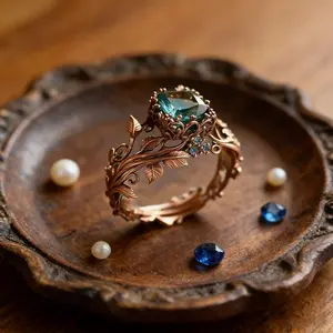 Mother's Day / Father's Day Gifts Ancient Totem Ring with Green Crystal, Energy Grounding Tribal Design for Men & Women, Spiritual Protection Jewelry with Healing Properties hand fabricated jewelry