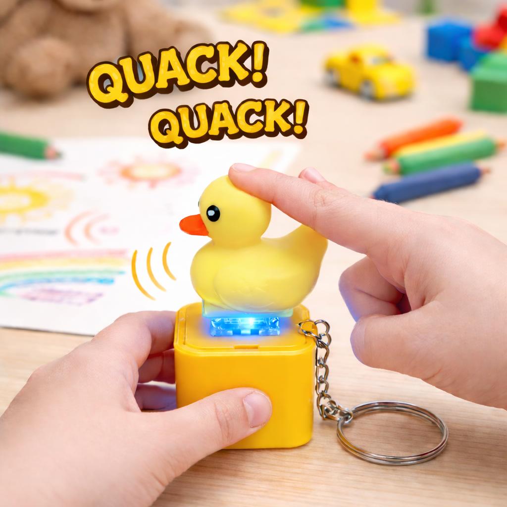 Quacking Duck ASMR Fidget Toy | Rechargeable Light-Up Keychain Gift