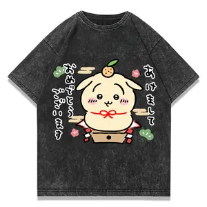 valentine shirts Heavy Metal Usagi Hachiware Washed T Shirts Streetwear Hip Hop Vintage T-Shirts Tee Shirt for Men Women Cotton Oversize40