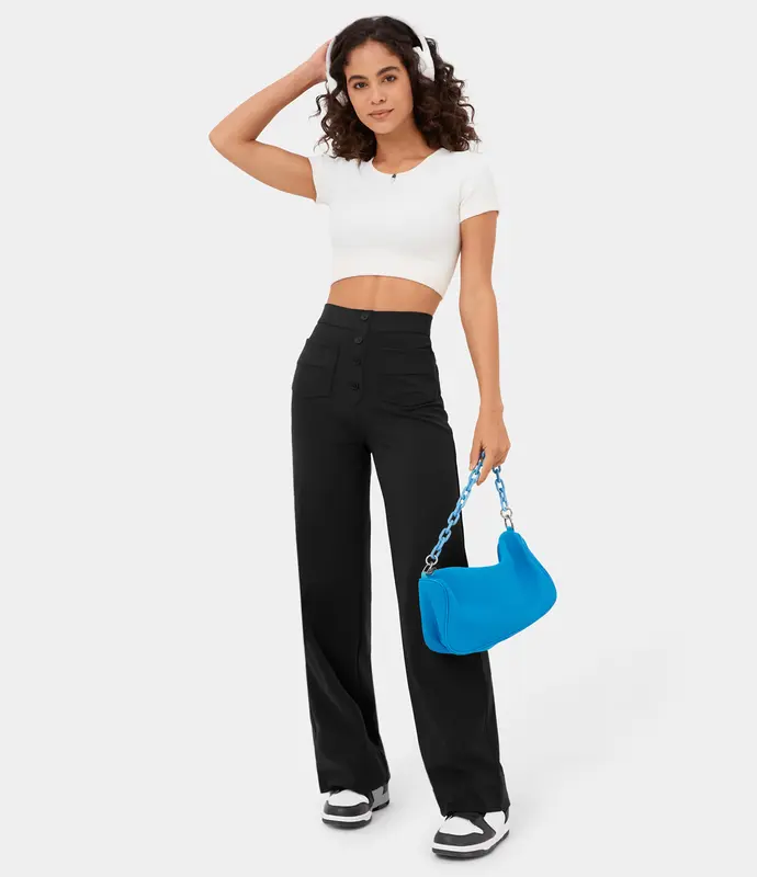 Halara High Waisted Button Multiple Pockets Straight Leg Casual Pants   #TikTokShopHolidayHaul 5