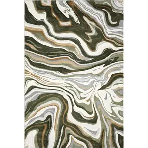 Regal Abstract Washable Green Rug