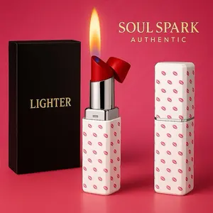 2 Pack Luxury Lipstick Lighters – Refillable Soft Flame Butane, Adjustable Vintage-Style Pocket Lighters – Cute & Unique Gift for Women, Girls, Birthday, or Anniversary (No Butane)