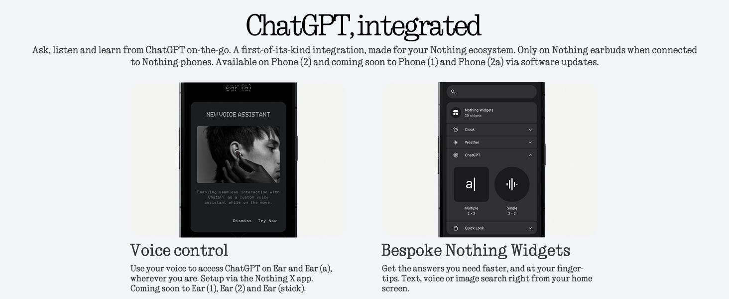 Nothing Ear Wireless Earbuds with ChatGPT Integration, Smart ANC, Hi-Res Audio with LDAC & LHDC, 11mm Dynamic Bass Boost, 40.5H Playtime, 6 Mics for Calls Wireless Headphones, Wireless Charging White