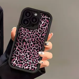 High Bamboo 1pc Trendy Sparkly Leopard Print Matte Full-Body Drop-Proof Shockproof Protective Phone Case, Compatible with iPhone Models 11 to 17, Soft Tpu Protection