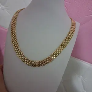 Chinese link chain choker ,10 mm thickness ,18 -inch length 14 k gold plated