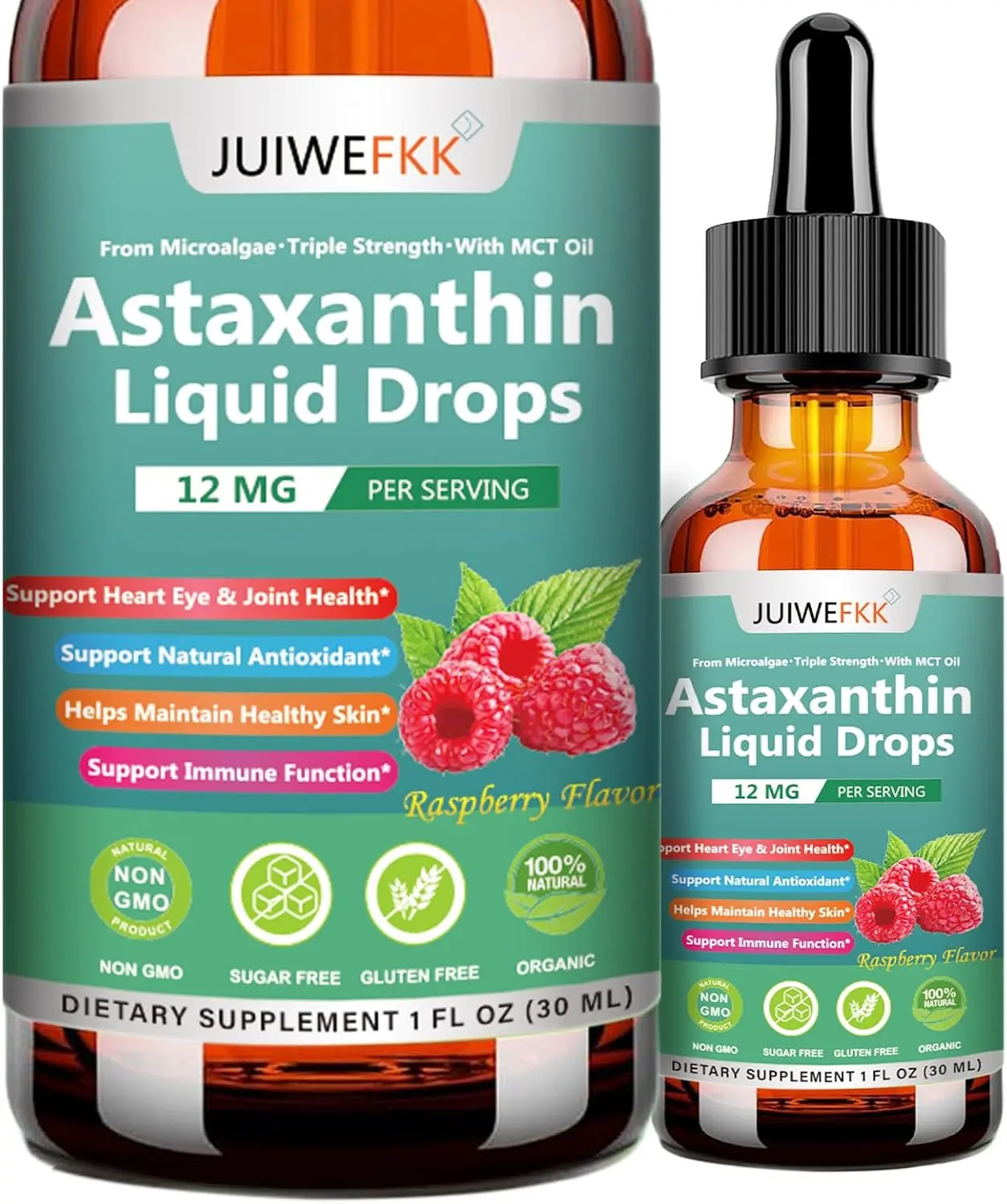 Astaxanthin Supplement 12mg Liquid Drops, Premium Natural Astaxanthin Antioxidant from Fresh Microalgae Source w. Mct Oi for Eye Immune Joint Skin Health, Liquid Formula for Max Absorption