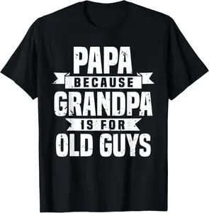 Pure Cotton Tee Funny Papa Art For Grandpa Men Dad Grandfather Father's Day T-Shirt