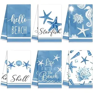 Christmas Kitchen Towels Set, 6-Piece Dish Cloth Collection, Festive Designs Including Santa & Snowman Patterns, Ideal Holiday Gift