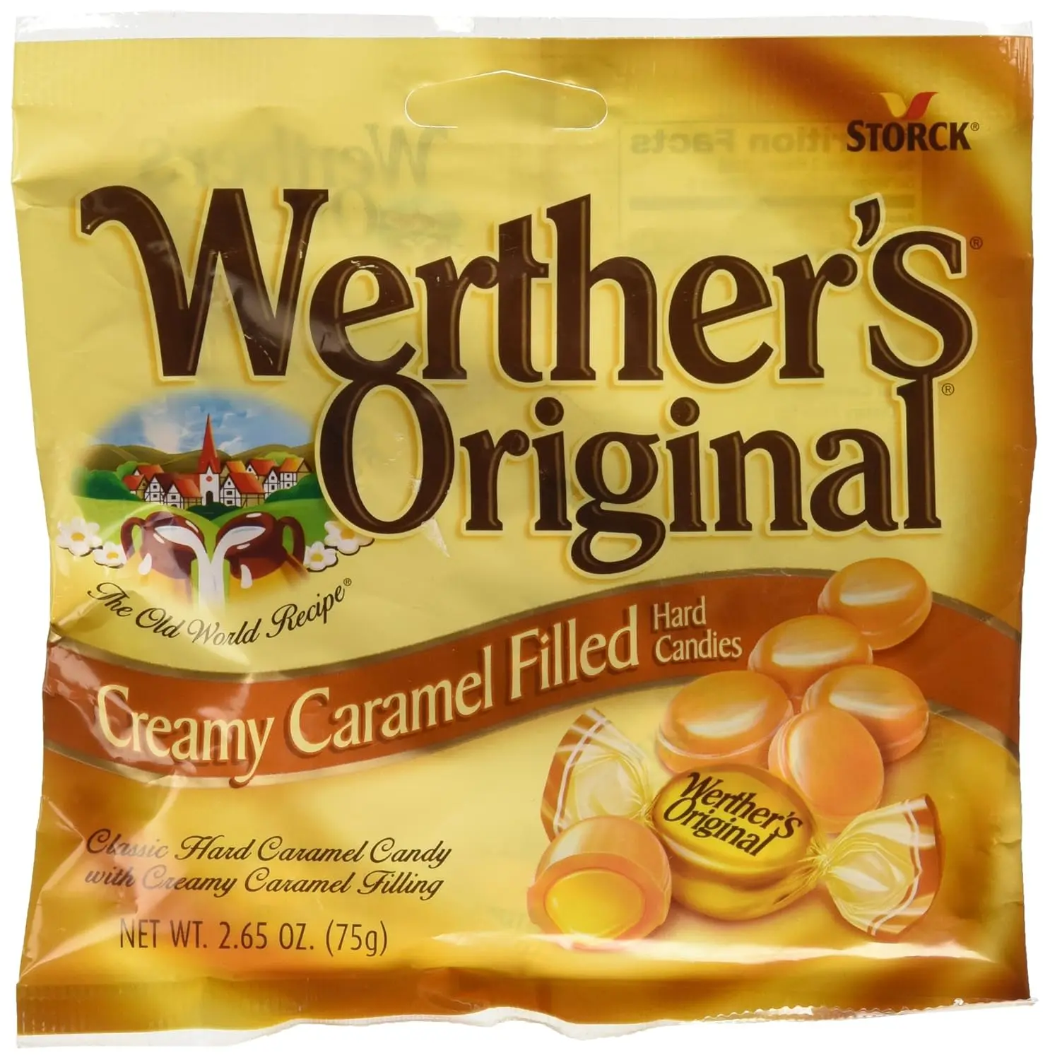 Werther's Original Creamy Caramel Filled Hard Candies 2.65oz Single Pack 6.2in x 15cm Size Perfect Snack
