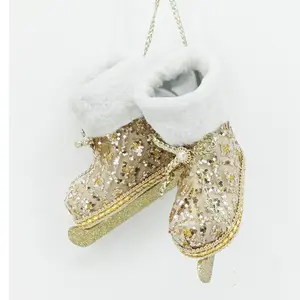 8.5" Gold/White Ice Skates with Fur