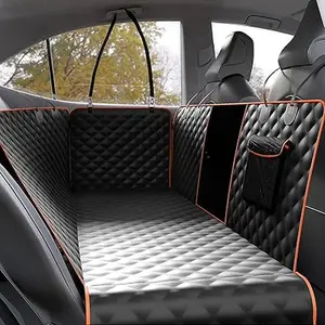 Valentine Day Gift   & Birthday Gift Dog Car Seat Cover for Back Seat with Mesh Window - Waterproof Pet Hammock with Side Flaps & Dog Seat Belt, Black