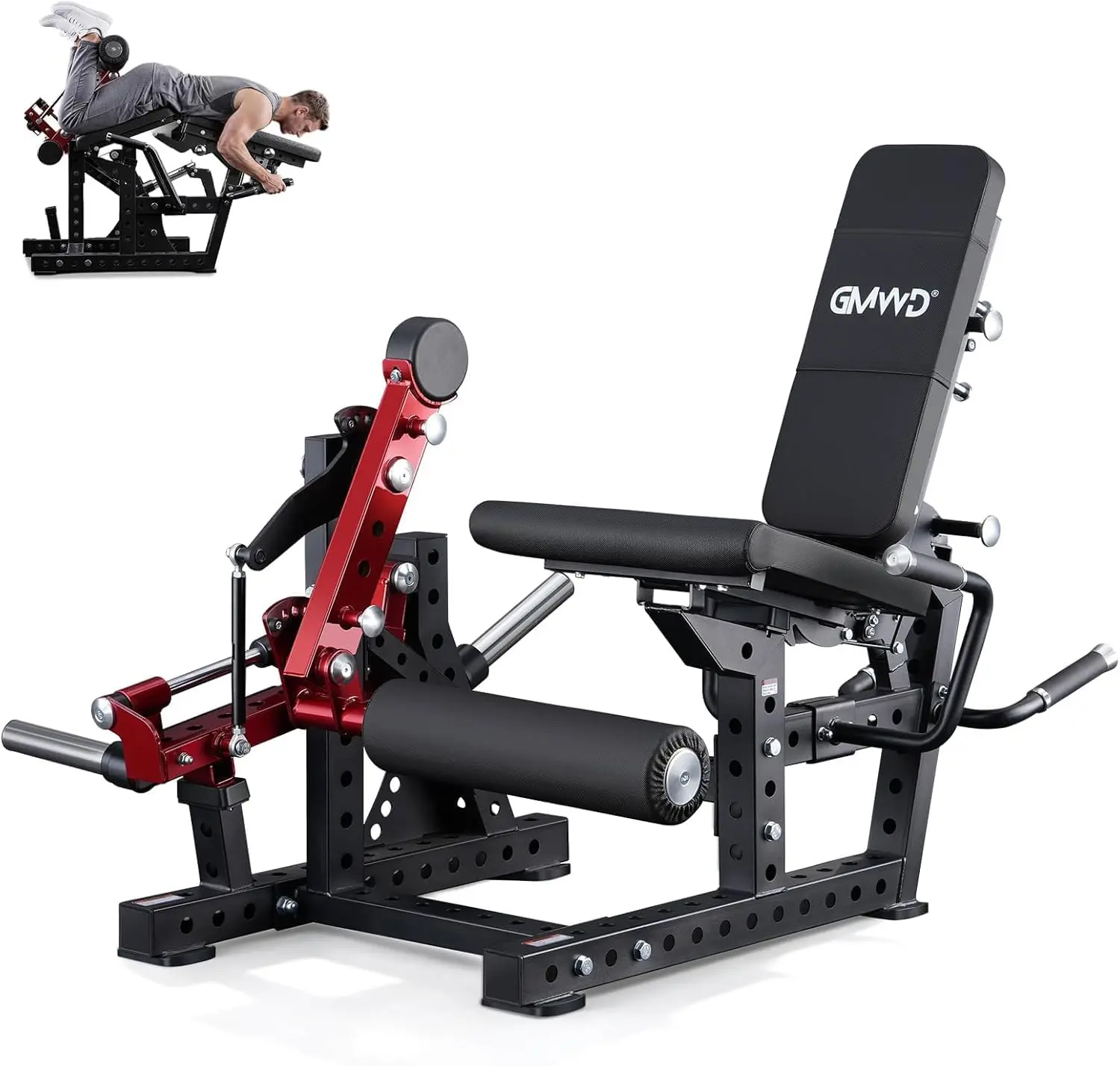 GMWD Leg Extension and Curl Machine LE08 2.0, Adjustable Leg Curl Machine with Plate Loaded, Seated Leg Extension and Lying Curl Machine for Home Gym, Leg Workout Equipment