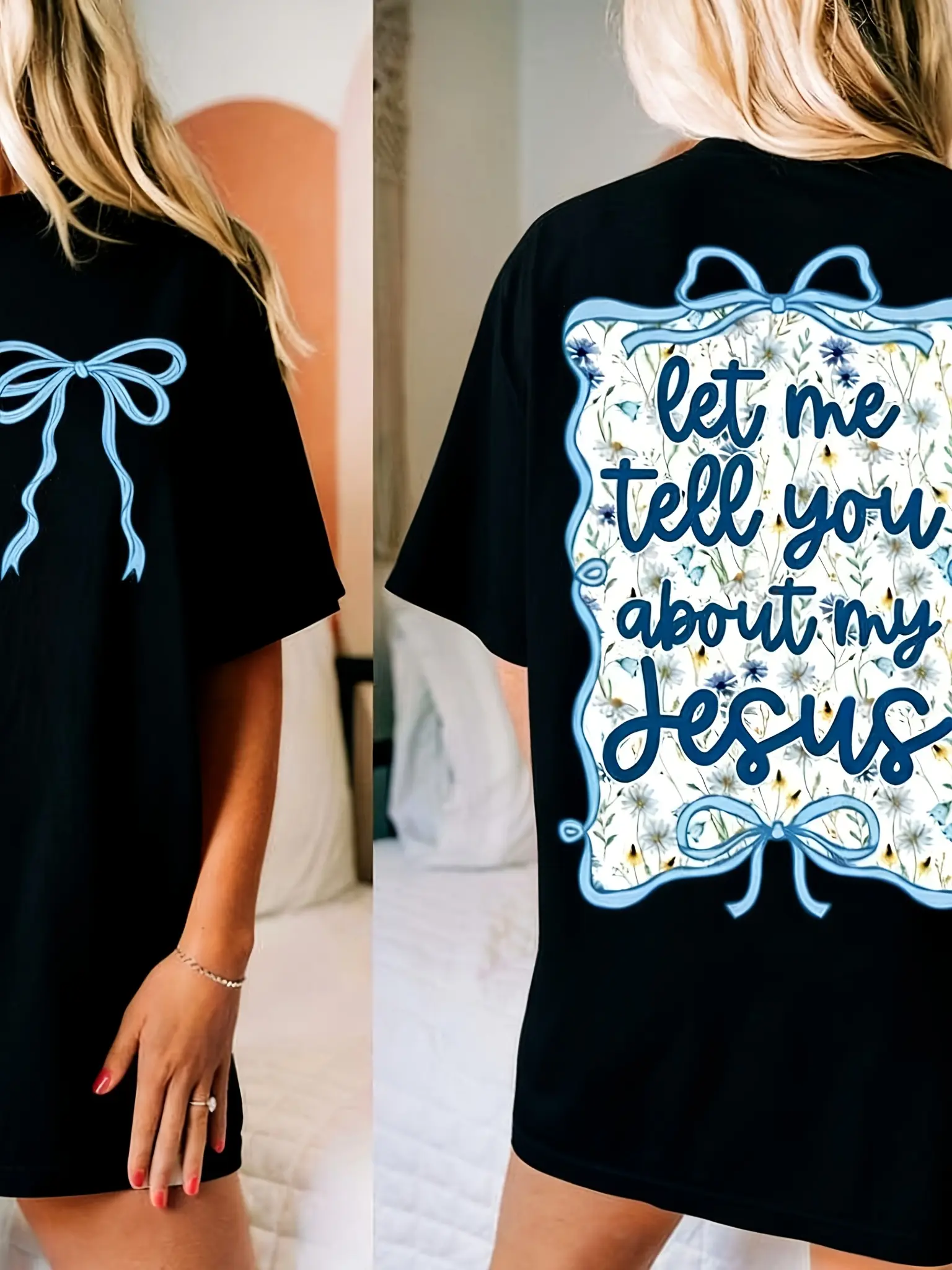 Women'S T-Shirts, Fun Graphic T-Shirts, Let Me Tell You about My Jesus Shirt, Christian T-Shirts, Religious T-Shirts, Women'S Fall Clothing, Local Warehouse, Elegant Women'S Clothing,Casual