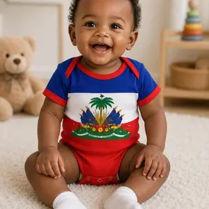 Haiti Soccer Baby Bodysuit | Haiti Blue Jersey for Newborn, Personalized Football Infant Jersey, Custom Name Number Baby Outfit LAU