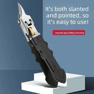 Oblique nail clippers with lock large opening nail clippers for pedicure large nail groove special super pointed eagle beak nail clippers