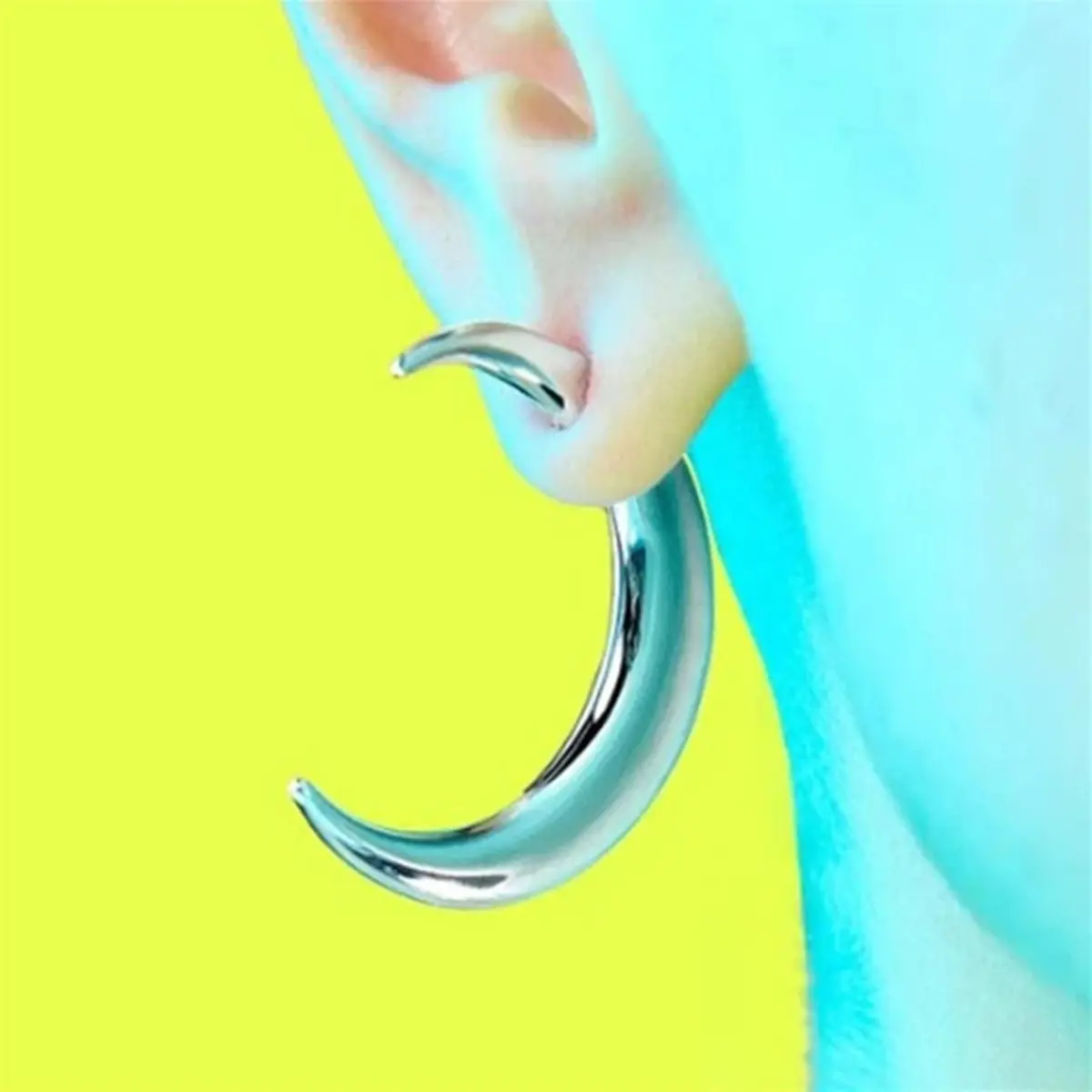 Unisex Statement Piercing Earrings, New Simple Design, Crescent-Lightning-Star-Spike Styles, Cool Fashion Artificial Gemstone Jewelry Accessories, Statement Earrings
