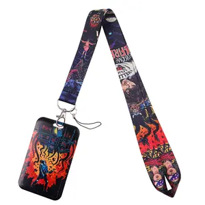 Stranger Things Hanging Cord Case Keychain Customized and Creative Card Case Business ID Card Case Bus Card Case Student Campus Card Case Sliding Cover Hard Shell Protective Case Badge Buddy Nursing Badge Decoration