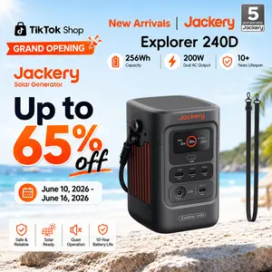 [Opening Ceremony]  Jackery Explorer 240D Power Bank with Adjustable Strap, 256Wh LiFePO4 Battery Portable Power Station, 200W Pure DC Output, 3×USB-C & 1×USB-A Ports, 2-in-1 USB-C Strap Cable, Fast Charging for Outdoor, Travel & Emergencies