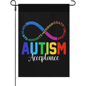 Autism Awareness Acceptance Outdoor Flag Humorous Garden Flag Courtyard Fun Garden Flag, 12*18 inch