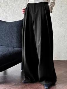 Cool Wide Leg Pants Women, Ultra-Wide Fit Conceals Fat and Slims, 3D Pleated Design Adds Layers, Casual High-End Street Fashion