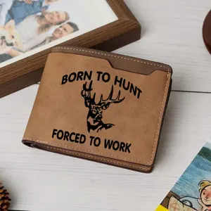 BORN TO HUNT Camo Deer Leather Wallet,  Hunting Style Outdoor Wallet for Men,Hunting Camo Deer Wallet,  Rugged Outdoor Style Men’s Wallet