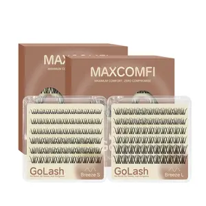 Glueless Lashes Breeze | Maxcomfi Adhesive-Free Lash Clusters, No Glue False Eyelashes, Adhesive-Free Eye Lashes Extensions, Easy-Stick Peel & Wear Glue-Free Premium BASF Fiber Makeup Comfortable Soft Lightweight False Eyelashes For All Eye Shapes