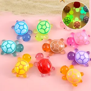 Glittering mini resin turtle statues glow in the dark; cute little turtles in bulk for marine animal-themed parties, garden decorations, ornaments, miniature landscapes, DIY beadwork supplies, Decoration Figure