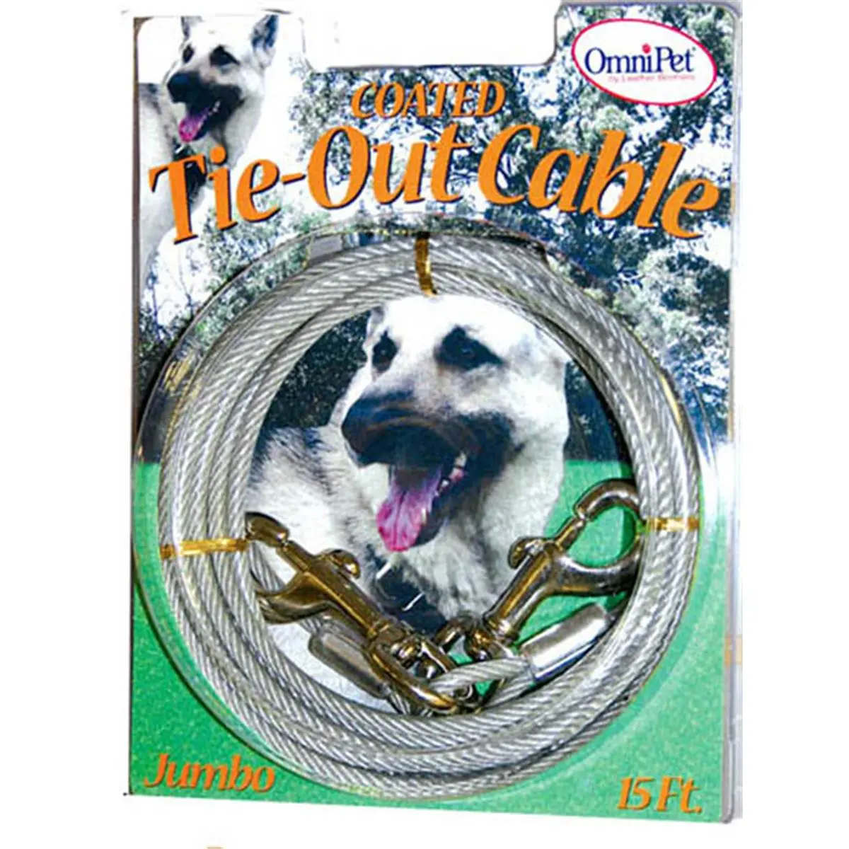 212 MAIN Heavy-Duty Jumbo Coated Metal Dog Tie-Out Lead, 15 ft Outdoor Use, High Quality Selection with Swivel Snaps for Added Strength, Leash