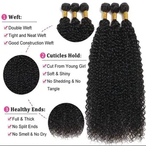 16” Afro Kinky Curly Human Hair Bundle 3-Pks  Natural Soft Bounce in Sew-In Extensions 100% Unprocessed for Styling