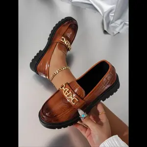 Women's Fashionable Crocodile Embossed Loafers, Casual Comfortable Platform Shoes for Daily Wear, All-match Commuter Shoes for Work & Daily Wear, Girl Footwear Flatform