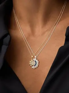 Women’s Sun&moon Magnetic Pendant Necklace, Nickel-Free Copper Material, Lightweight & Comfortable Design, Ideal for Parties, Gifts