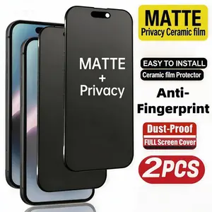 2-Pack Matte Anti-Spy Ceramic Screen Protector for iPhone 17 Pro Max, 16 Series, 15 Pro Max, 14 Pro Max, Easy Install, Fingerprints & Scratches Resistant
