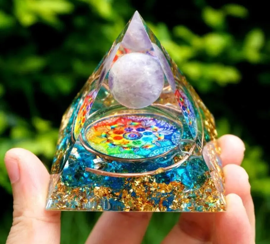 Blue Quartz Reiki Meditation Orgonite Pyramid