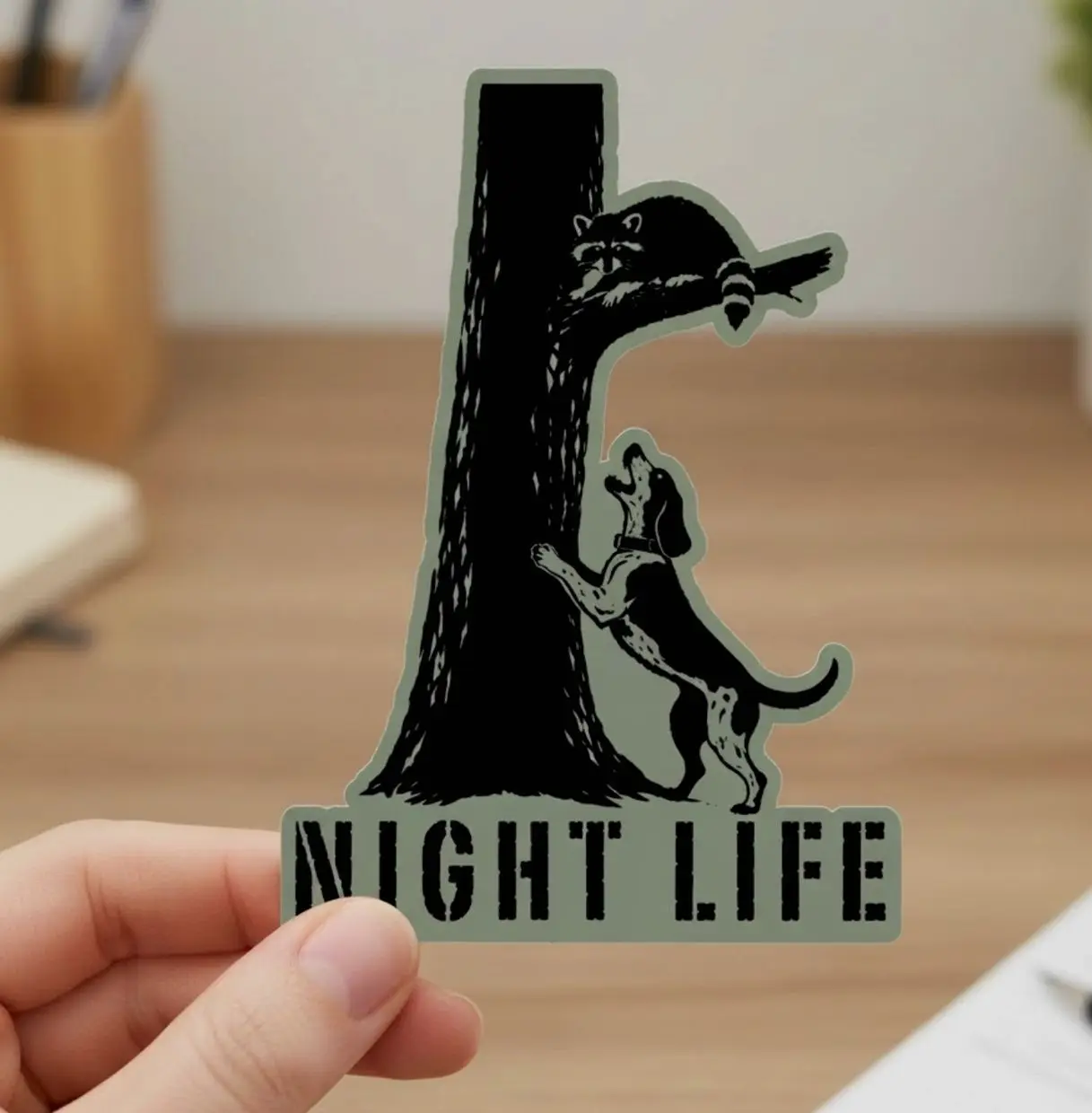 Night Life Coon Hunting Decals, Laptop Water Bottle Decal Sticker