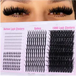 With 2 Styles Bottom Lashes 100D Mink Cluster Eyelash Extensions 380PCS Spiky Individual Lashes with Bottom Lash Clusters Wispy Lash Clusters with Spikes Volume Eyelash Clusters