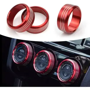 AC Knob Cover Accessory For Subaru Forester 2014-2018,Crosstrek XV 2013-2017,Impreza 2014-2016,WRX/STi 2015-2020 Center Console Switch Volume Temp Control Button Ring Trim (Red)
