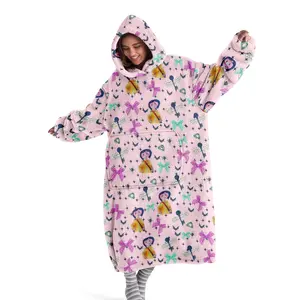 hoodie blanket，Wearable Blanket,Women's Ultra-Soft Hooded Blanket, Wearable Throw with Large Pocket, Cute Cartoon Design, Comfortable Winter Homewear,Christmas Gift,Valentine's Day gift