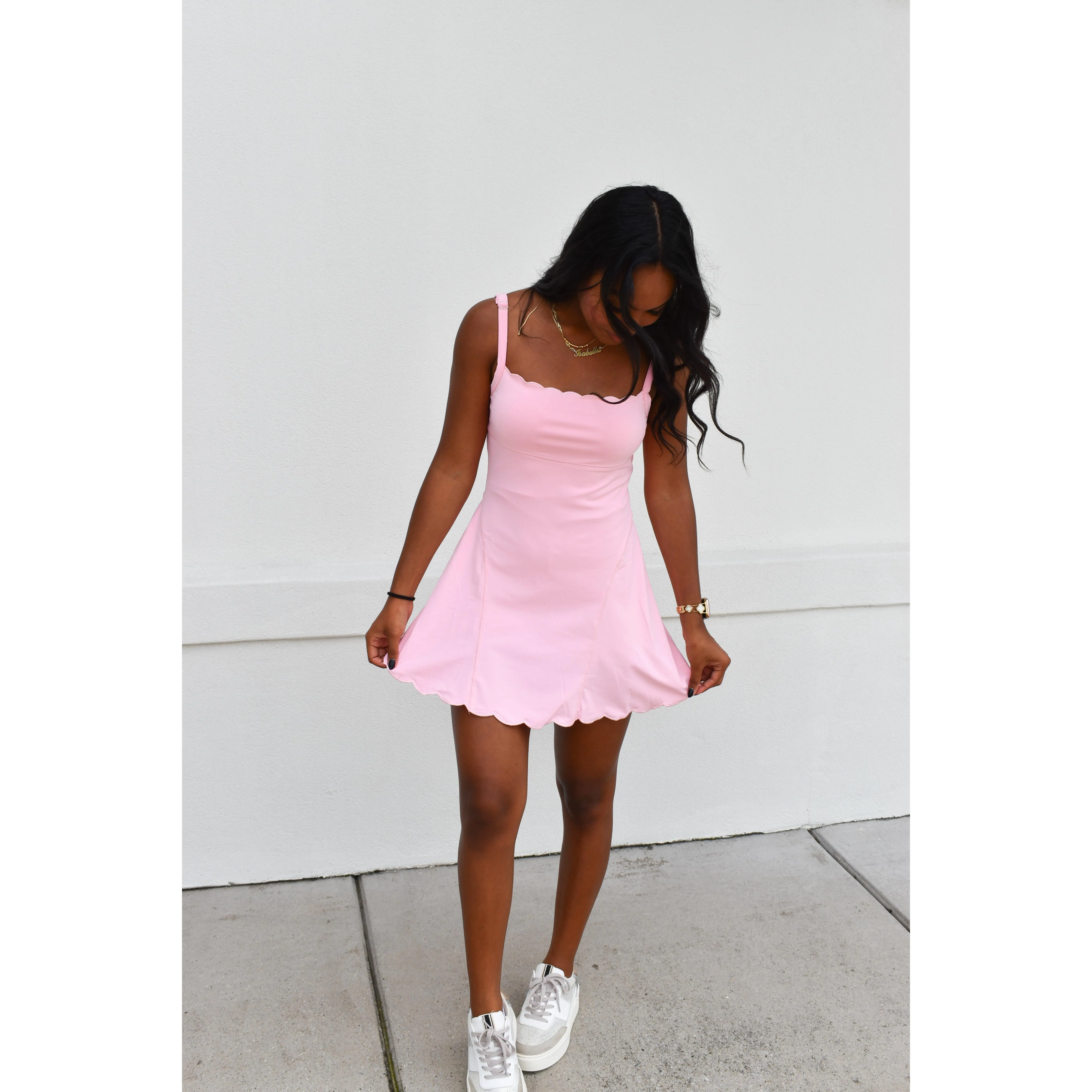Scallop Athletic Dress: Pink