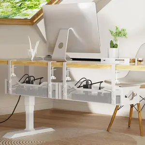 Under Desk  Management Tray 2 Pack, No Drill  Organizer With Clamp for Standing Desk, Easy to Install Cord Management System, No  Wire Organizer